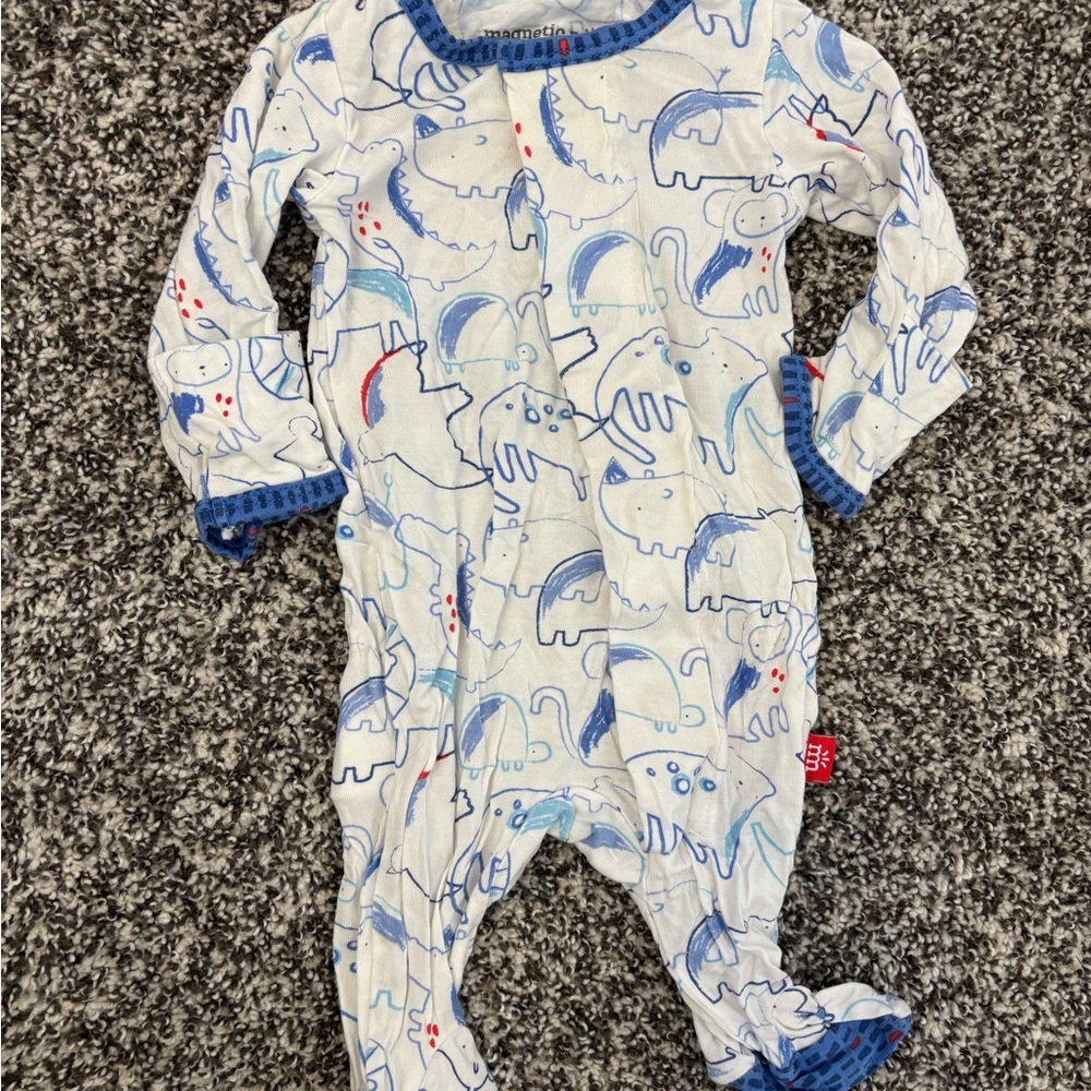 Magnetic Me Blue and White Dinosaur Footie